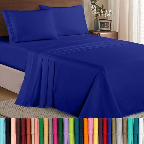Elegant Comfort ® 1500 Thread Count - Wrinkle Resistant - Egyptian Quality Ultra Soft Luxurious 4 pcs Bed Sheet Set, Deep Pocket Up to 16 - Many Size and Colors, King, Royal Blue