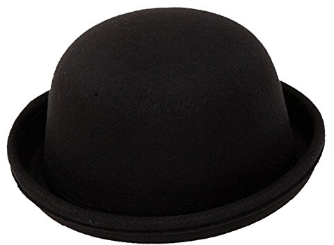 TININNA Kinder Rund Filz Hut Filzhut Melone Mütze Bowler Mütze Wintermütze Hut Kappe Billycock Derby Chaplin Hut Mädchen Junge schwarz EINWEG Verpackung