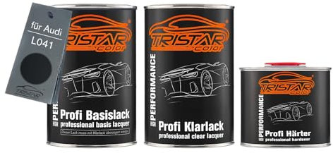 TRISTARcolor Autolack Set Dose spritzfertig für Audi L041 Preto Universal Basislack + 2K Klarlack 2,5L