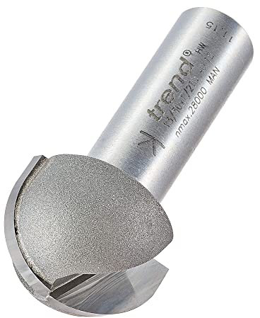 Trend Professional Cove Cutter, 12.7mm Radius, 1/2 Inch Shank, 25.4mm Cut Diameter & 15.9mm Cut Length, Tungsten Carbide Tipped, 13/30X1/2TC