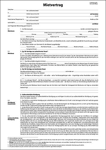 SIGEL MV464/25 Einheitsmietverträge mit Hausordnung, 4seitig, DIN A4, 25 Stück