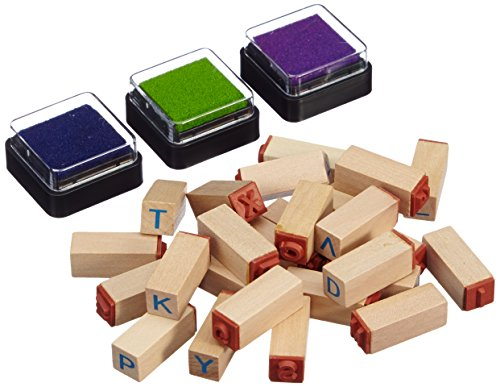small foot Stempel-Set Buchstaben aus Holz, einfache Reinigung, inkl. 3 verschiedenfarbige Stempelkissen, Art.-Nr. 8140