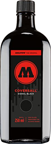Molotow Coversall Cocktail Refill (Nachfülltinte 250 ml, Spezialtinte mit synthetischem Bitumen, hochdeckend, schnell trocknend, glänzend) signalschwarz
