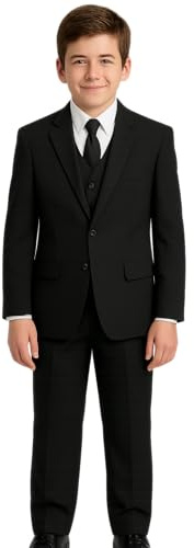 Avery Hill Boys Formal 5 Piece Suit with Shirt and Vest BK 6 Black