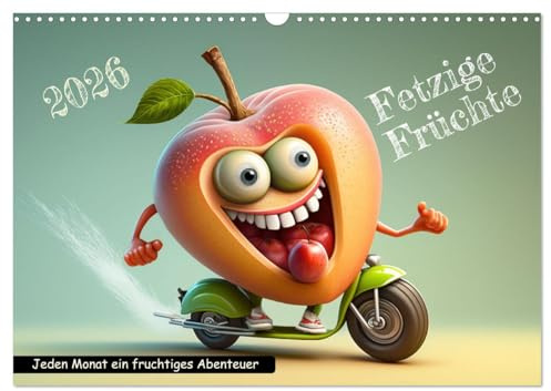 Fetzige Früchte (Wandkalender 2026 DIN A3 quer), CALVENDO Monatskalender: Lustige Früchte bei sportlichen Abenteuern (CALVENDO Spass)