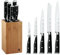 WMF Grand Class Messerblock mit Messerset 6teilig, Made in Germany, 5 Messer geschmiedet, Bambus-Block, Kunststoff-Borsteneinsatz Performance Cut