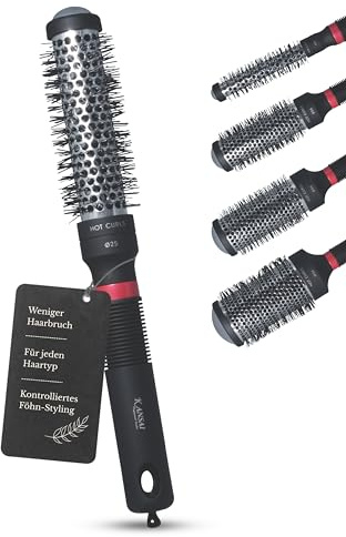 Kansai Round Brush Ø 25/40 mm I Profi Rundbürste mit Aluminiumkörper inkl. Abteilpin I Antistatische Föhnbürste für Volumen, Styling & schonendes Föhnen I Auch für Beginner & Azubis geeignet