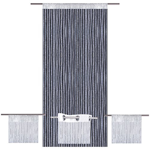 Bestlivings Fadenvorhang Lurex-Optik weiß, Auswahl: Stangendurchzug 140 x 250 cm
