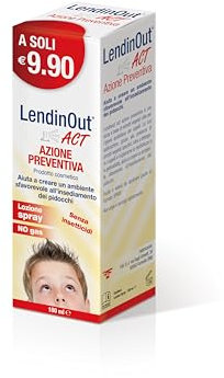 Lendinout Act Azione Preventiva, Trattamento per la Prevenzione dei Pidocchi in Spray, Senza Insetticidi e Senza Gas, 1 Confezione da 100 ml