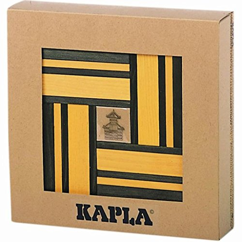 Kapla 9000107 Holzplättchen 40er Box, gelb und 20 grün + Buch