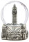 Silberne Schneekugel mit Big Ben und Union Jack Flagge, (8,9 cm hoch), London Schneekugel