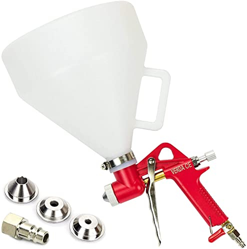 Trichterpistole 6L mit 3 Düsen: 4 mm, 6 mm & 8 mm und Druckluftschnellverschluss 1/4, Arbeitsdruck: 4 bis 8 bar, Putzlackierpistole Putzpistole Spritzpistole Putzhexe Putzmeister SN301