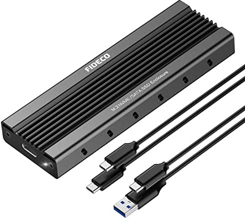 FIDECO M.2-Gehäuse, PCIe USB 3.2 Gen2, 10 Gbps, Adaptergehäuse, Festplatte für 2230 2242 2260 2280 NVME/SATA SSD von M-Key & M+B Key, unterstützt UASP