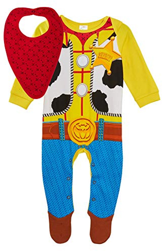 Disney Sheriff Woody Baby-Strampler Toy Story 4 Baby-Schlafanzug und Bandana-Lätzchen, Geschenkset