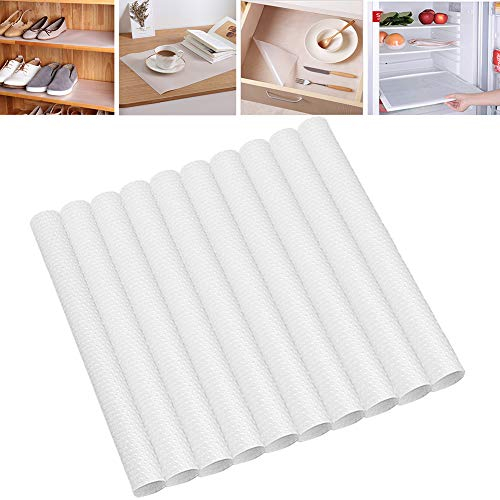 Panngu 10er Antibakterielle Kühlschrankmatten Matten, Abwaschbar Für Die Einlegeböden des Kühlschranks, Anti-Feuchtigkeit, DIY Zuschneidbar Matten Schubladenmatte - Weiß Platzsets