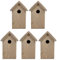 mgc24 Nistkasten - wetterfester Vogelnistkasten aus Holz, Vogelhaus für heimische Wildvögel, 15,5 x 14 x 25 cm, braun, 5 Stück