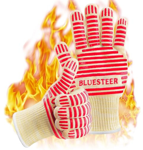 Heat Resistant Oven Gloves with Fingers, Heat Proof Gloves Oven Mitts