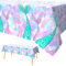 Xinvery Meerjungfrau Tischdecke, Violett Meerjungfrau Party Tischdecke Rechteckige Plastik Meerjungfrau Thema Geburtstag Party Dekoration für Kinder Mädchen Jungen 137 x 274cm