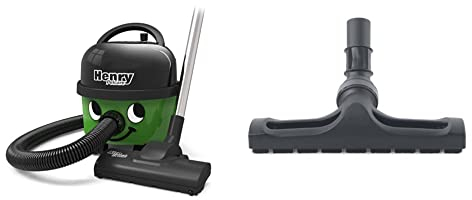 Numatic Henry Petcare HPC160-11, Staubsauger, grün, 620 W, 72 Dezibel & 900918 Bodendüse 300 mm mit Bürsten und Laufrollen für Zubehör mit Durchmesser 32 mm, schwarz