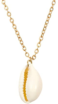 Kritz Muschel Halskette Kauri Damen & Mädchen - Schmuck Anhänger Meer Muschelkette Choker Kaurischnecke Schwarz mit Verstellbare Kette - Modisches Geschenenk für Frauen (Kauri Shell)