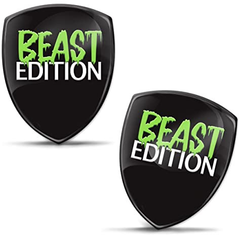 Biomar Labs 2 x 3D Gel Silikon Aufkleber Beast Edition Biest Grün Badge Stickers Autoaufkleber Auto Motorrad Fahrrad Fenster Tür Laptop KS 141