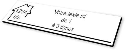 Plaque gravée motif MAISON pour Boite aux Lettres autocollante 10x2,5cm STANDARD personnalisable - 1 à 3 lignes sans frais supplémentaires + Numéro - blanc écriture noire