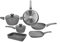 Tognana Pure Roq, Batteria di pentole e padelle, Set con 2 padelle, 2 casseruole, 1 grill quadra, 1 lasagnera, 2 coperchi trasparenti, 8 Pezzi, Alluminio, Grigio