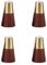 Wooden Furniture Legs,Round Tapered Mid-Century Modern Legs with Brass Base Replacement Legs for Cabinets,Coffee Tables,Ottomans,Sofas,Loveseats,Armchair Legs Set of 4 (Brown,8cm/3.15in)