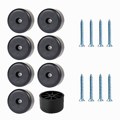 pafnisoin Möbelfüße schwarz 8 Stück Möbelbeine Rund Ø 40 x H 25 mm Schrankfüsse Kunststoff Füße für Möbel Sofa Füße mit 8 Schrauben für Schrank, Sofa, Stuhl