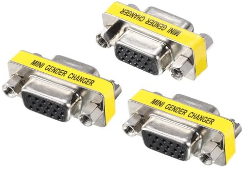 sourcing map VGA Coupler VGA Gender Changer Connector 15 Pin Female to Female VGA Adapter Conversion for Cable Extender, Pack of 3