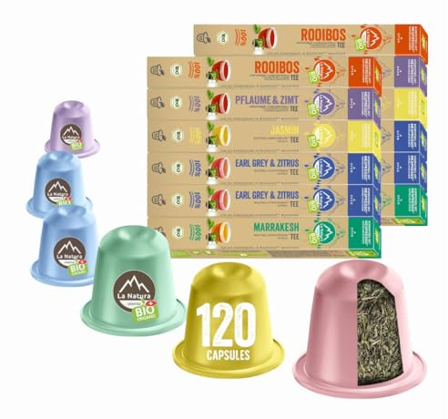 Tee-Genießer Set BIO - 120 Teekapseln - Nespresso kompatibel - La Natura Lifestyle - industriell kompostierbar