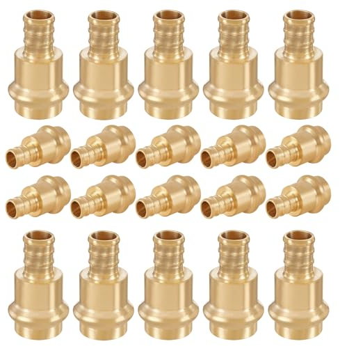 HeSun 20-Pack Brass Press Fitting Adapter,1/2 PRESS X 1/2 PEX F1807 Crimp Coupling, LF Brass