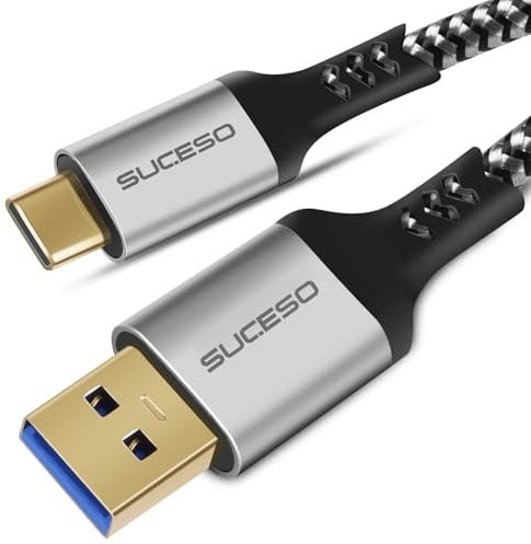 SUCESO Cable USB C a USB 3.1 Gen2 0,5m USB A a C 10Gbps Transferencia 3A Carga Rápida Android Auto Tipo C Cable Compatible con iPhone 15 Pro Max Galaxy S24 S23 S22 Switch PS5 Huawei LG Externo SSD etc