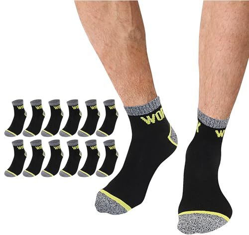 Lakpoau Calze da Lavoro Uomo 12 paia Calze Uomo Calzini Uomo Cotone Rinforzate WORK Socks Calze Sneaker Lavoro BL-39_42-12