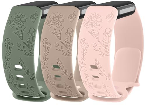 AK für Fitbit Charge 6 Armband/Fitbit Charge 5 Armband Damen Herren, 3 Pack TPU Sport Armbänder Gravierter Ersatzarmband für Fitbit Charge 5/Charge 6