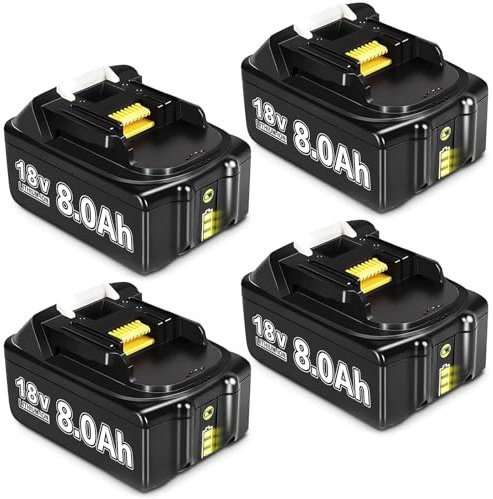 4Pack 8.0Ah BL1860B Replacement for Makita 18V Batteries Compatible with Makita Batteries BL1850 BL1830 BL1860B BL1860 BL1830B BL1840 BL1820 BL1815 BL1835 BL1845 LXT-400 with LED Indicator