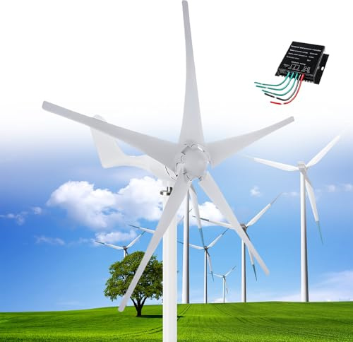 Turbina eólica, 12000 W CC 12 V/24 V/48 V, generador con kit de 5 aspas, controlador híbrido solar y generador de molino de viento para complementar la energía de los hogares