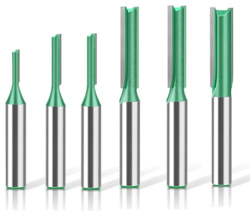 Nutfräser, 6 Stück 8mm Schaft Fräsfräser Legierung Gerade Fräser Holzfräser für Oberfräse Holzbearbeitung Ø3mm 4mm 5mm 6mm 7mm 8mm