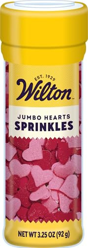 Wilton Jumbo Heart Sprinkles, Valentine's Day, 3.2 oz., Red and Pink