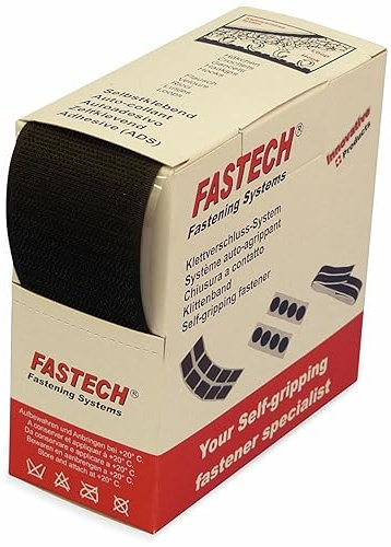 FASTECH® 5 m x 50 mm schwarz 5 m x 50 m Hotmelt Klettband zum Aufkleben Hakenteil B50-SK-H-999905