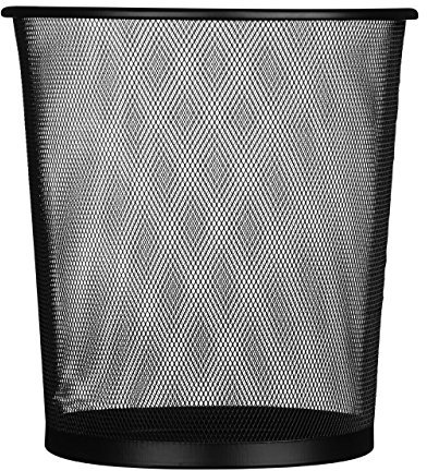 Waste Paper Basket Bin Matt Black in Mesh Design - Great for Office, Work, Home Use