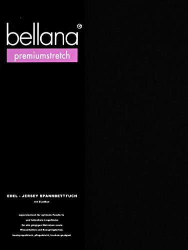 Bellana® premiumstretch Edel-Elastic-Jersey Spannbetttuch für Wasserbetten und Boxspringbetten, 180-200 x 200-220 cm, schwarz