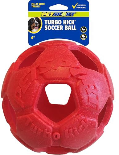 PetSport Turbo Kick Soccer Ball - Soccer Ball Dog Toys for Puppies and Old Dogs, Interactive, Certified Non-Toxic, Indoor and Outdoor Play - 6