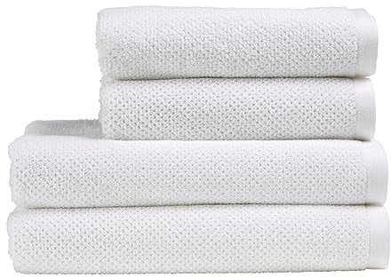 Christy Brixton Hand Towel in White 100% Cotton - Textured & Ultra Absorbent - Quick Dry - Machine Washable - 50cm x 90cm