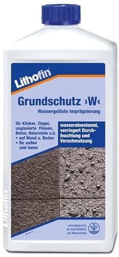 Lithofin Grundschutz >W< 1 l - Wassergelöste Imprägnierung - SCHUTZ vor Öl, Fett und Wasser - UMWELTFREUNDLICH