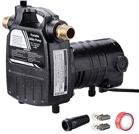 EXTRAUP 115Volt 1/2Hp 1500 Gph Heavy Duty High Pressure Cast Iron Casing Water Transfer Utility Pump With Brass Connectors And Suction Stainer