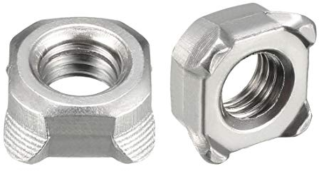 sourcing map Soldar Tuercas, M8 Cuadrado UNC Grueso Carbono Acero Máquina Tornillo Plata Paquete de 10