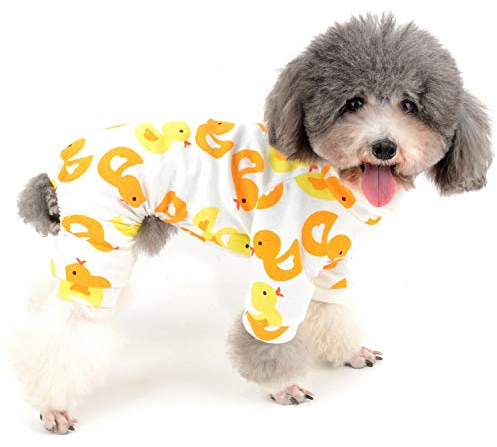 Zunea - Tuta per cani di piccola taglia, in cotone, motivo papere, copre le quattro zampe, unisex, per cani, gatti altri piccoli animali domestici