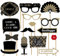 Vollständig montierte Foto-Requisiten der 20er Jahre, Set mit 30 Stück, schwarz und goldfarben, glitzernde Selfie-Schilder, tolles Gatsby-Thema-Partyzubehör und Dekorationen, niedliche Vintage-Designs