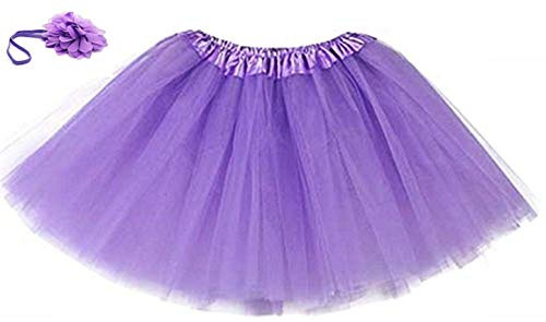 KIRALOVE Gonna Tulle neonata Fascia per Capelli Fiore Completo Foto tg Unica Viola Scuro Gonna per Bambina Cerimonia Elegante neonata Festa